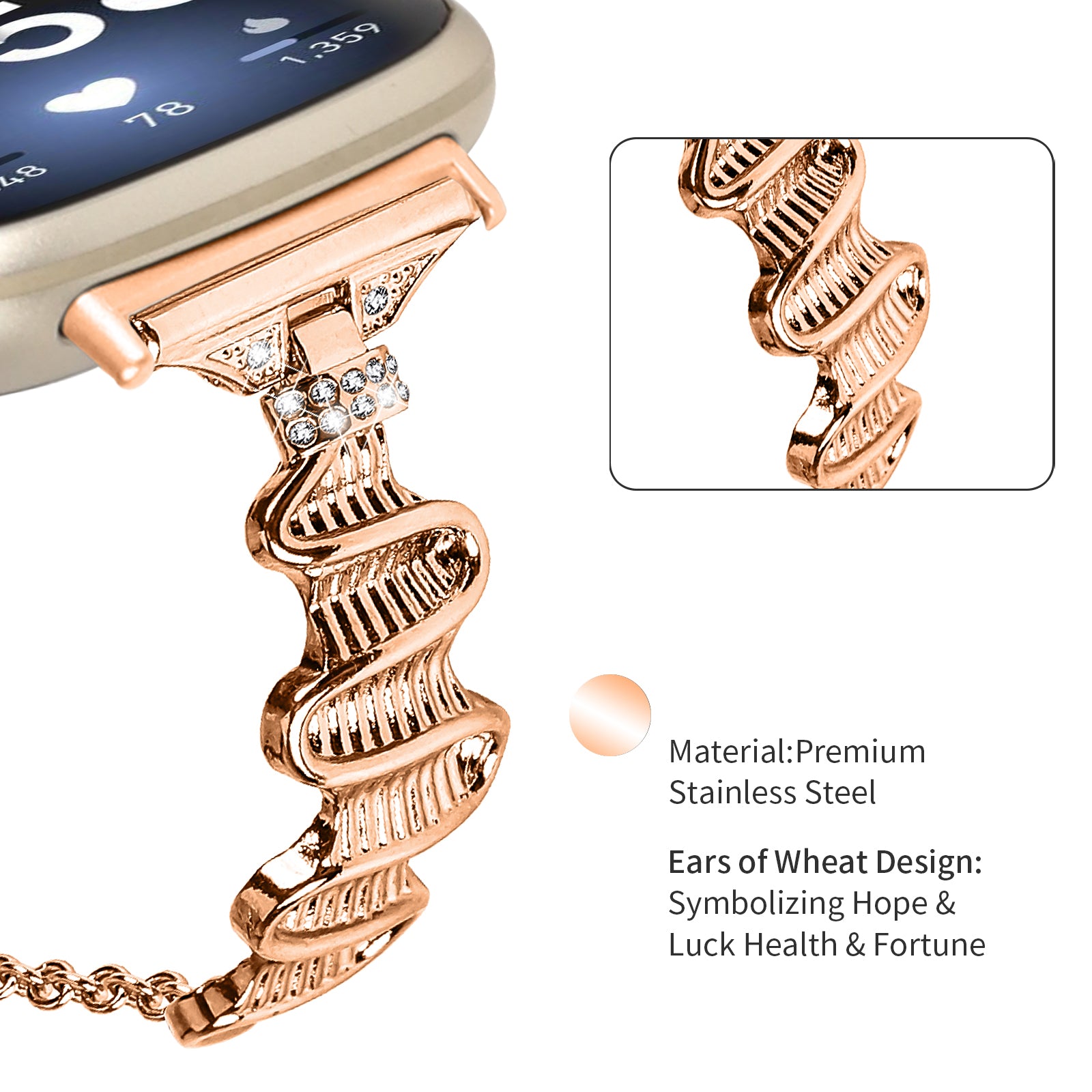 For Fitbit Versa 4 Sense 2 Stainless Steel Watch Band Rhinestones Decor Bracelet Strap Replacement For Fitbit Versa 4 Sense 2 Stainless Steel Watch Band Rhinestones Decor Bracelet Strap Replacement